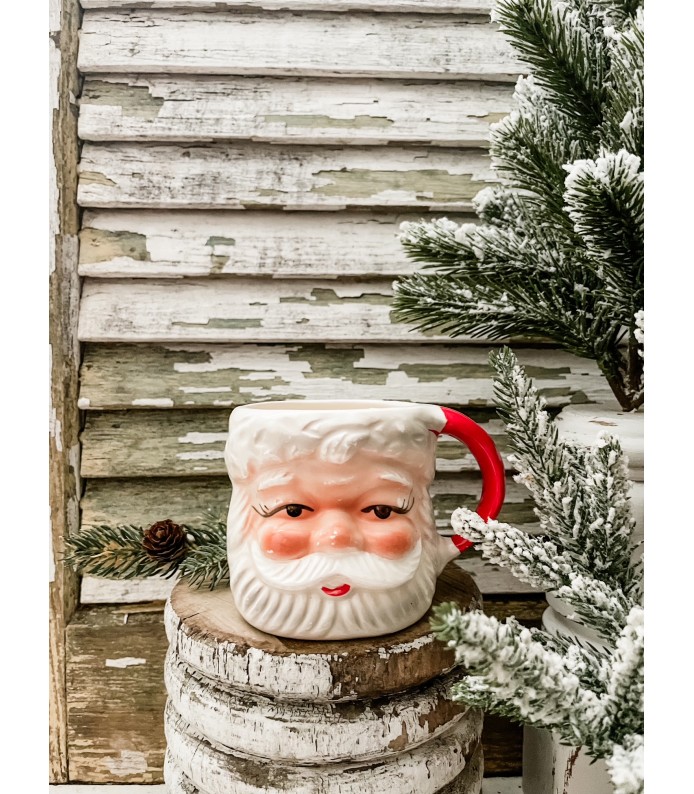 Vintage Brinn's Santa Mugs - Jolly/Great Paint, Stamped - Holiday